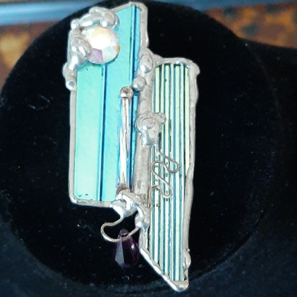 Vintage stained glass brooch
